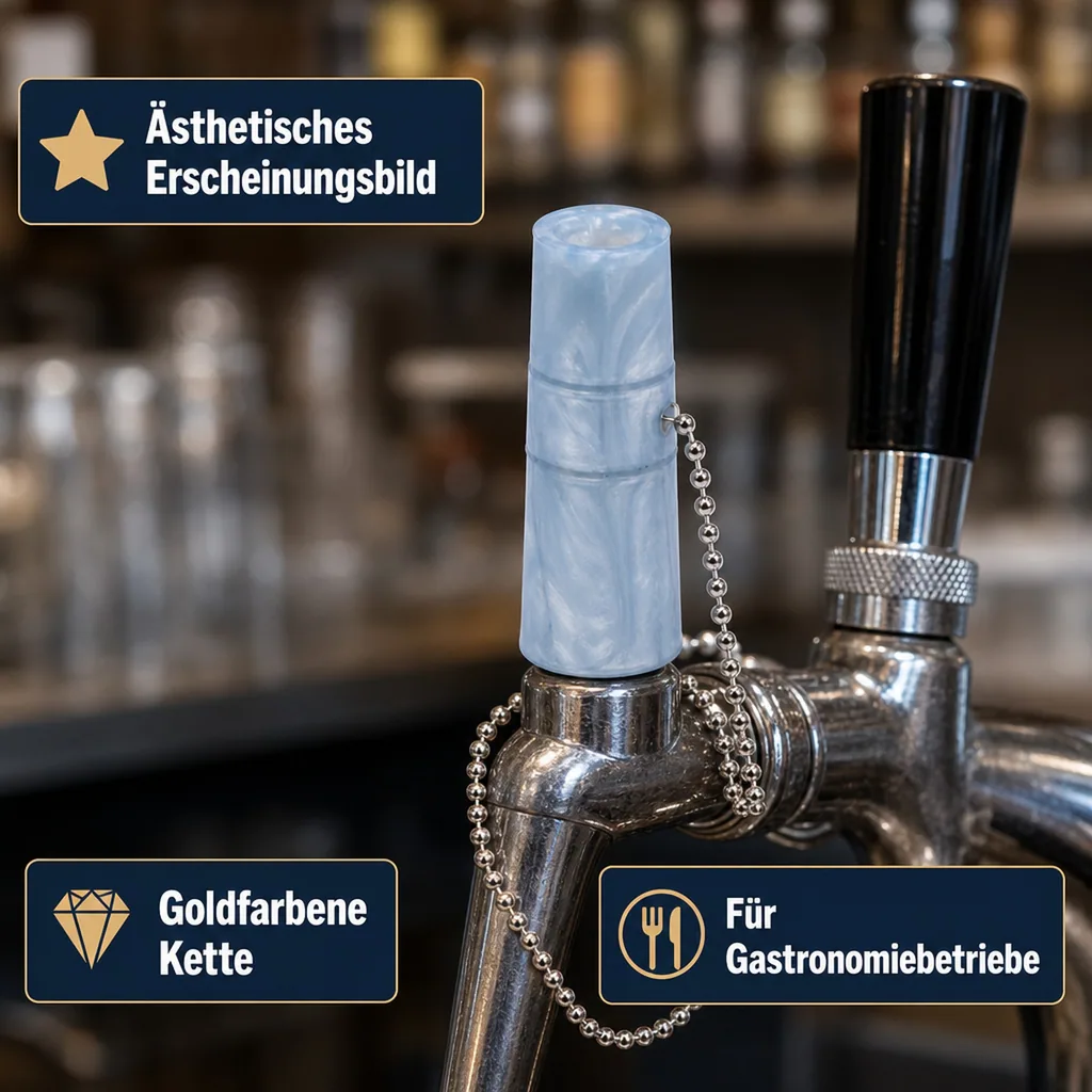 Zapfhahnverschluss für Bierzapfhähne, Farbe: Gold-/goldfarbene Kette