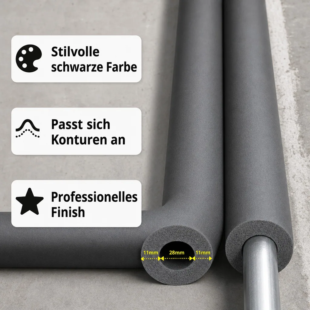 AEROFLEX® SH Rohrisolierung 28 x 10 mm, 2 m, flexible Dämmung aus geschlossenzelligem Elastomerschaum, schwarz