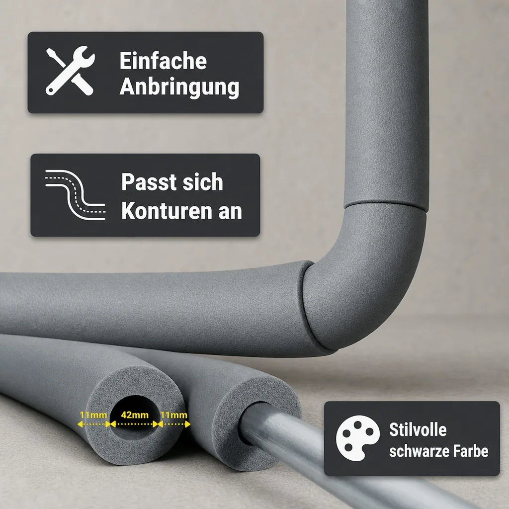 AEROFLEX® SH Pipe Insulation, Pipe Lagging - 2m, Flexible Insulation Material from Closed-Cell Foam Rubber Base, Black - 42 x 10 mm