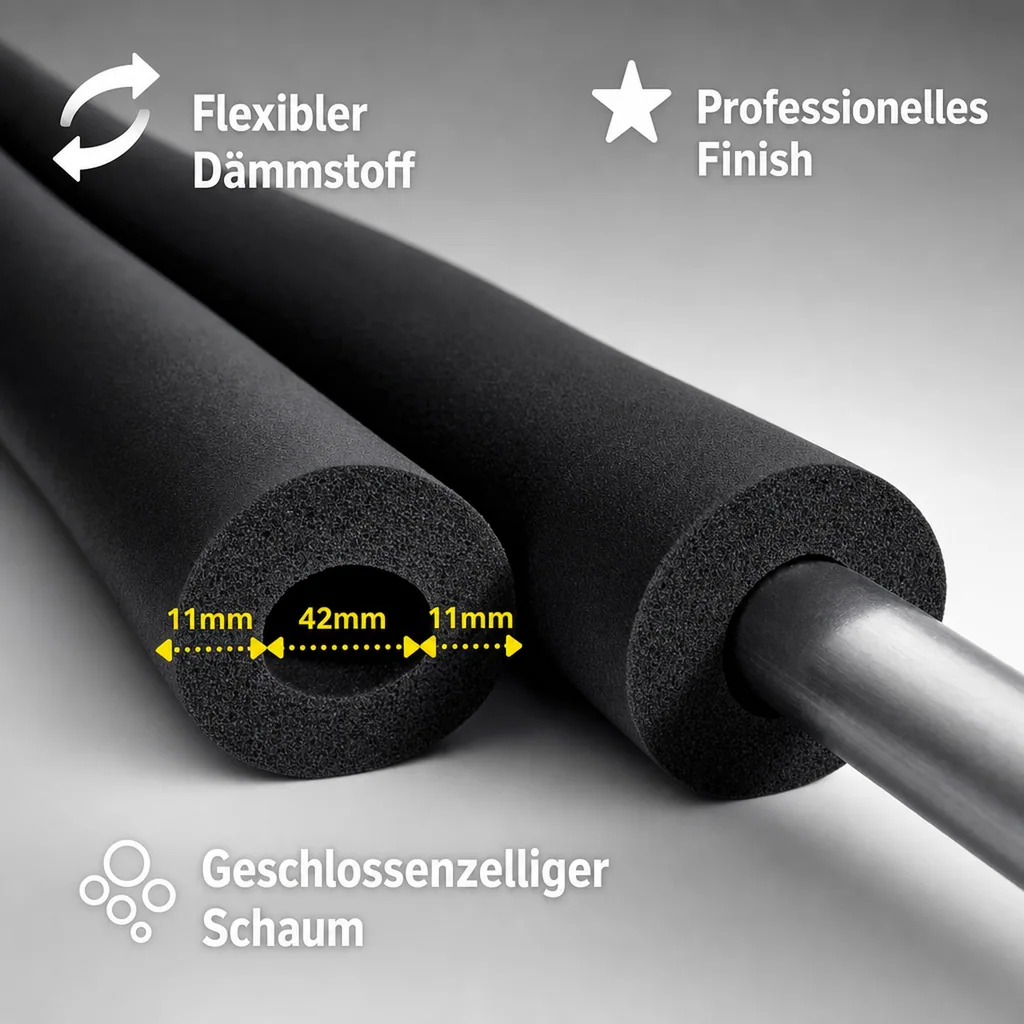 AEROFLEX® SH Pipe Insulation, Pipe Lagging - 2m, Flexible Insulation Material from Closed-Cell Foam Rubber Base, Black - 42 x 10 mm