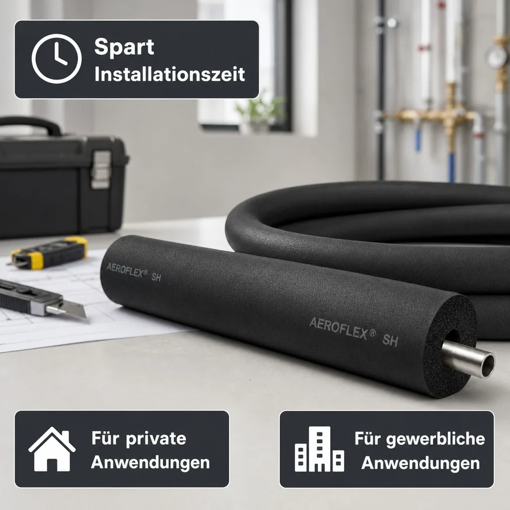 AEROFLEX® SH Rohrisolierung, 2 m, flexible Dämmung aus geschlossenzelligem Schaumgummi, schwarz, 35 x 15 mm