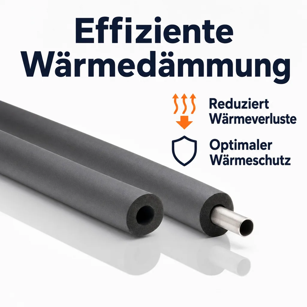 Rohrisolierung, Rohrdämmung 2m, Flexibel, Schwarz 28x20 mm