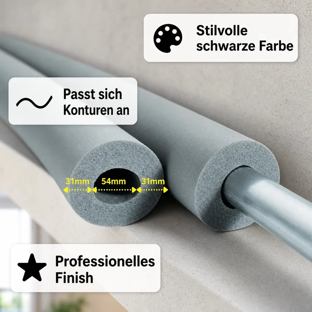 AEROFLEX® SH Rohrisolierung 2 m, flexible Dämmung aus geschlossenzelligem Schaumkautschuk, schwarz, 54 x 30 mm