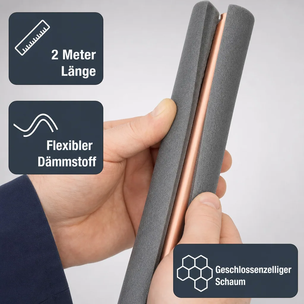 AEROFLEX® SH Rohrisolierung, Rohrdämmung - 2 m, flexibles Isoliermaterial aus geschlossenzelligem Schaumgummi, schwarz - 76 x 40 mm