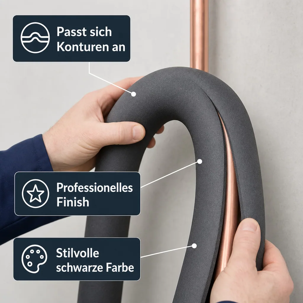 AEROFLEX® SH Rohrisolierung, Rohrdämmung - 2 m, flexibles Isoliermaterial aus geschlossenzelligem Schaumgummi, schwarz - 76 x 40 mm