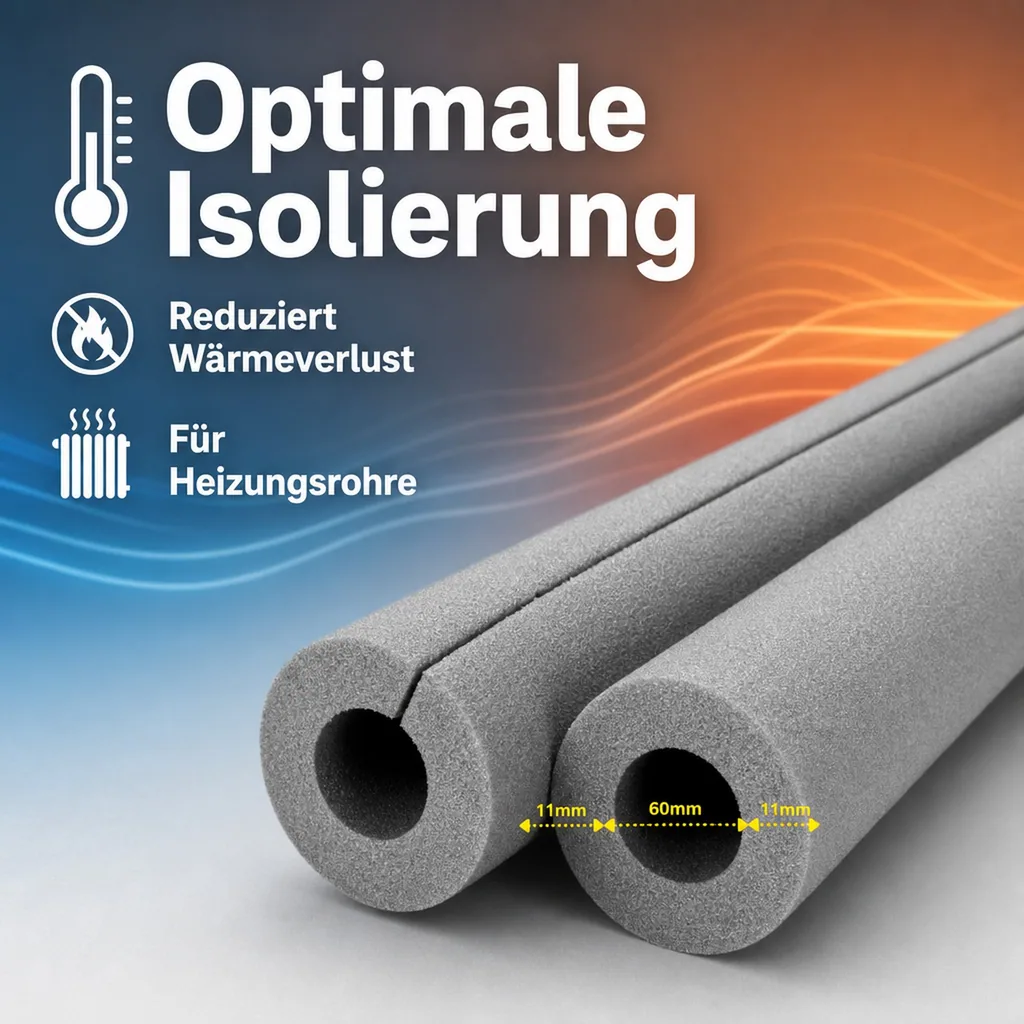 AEROFLEX® SH XT Pipe Insulation, Pipe Lagging - 2m, Self-Adhesive, Flexible Insulation Material from Closed-Cell Foam Rubber Base, Black - 60 x 10 mm