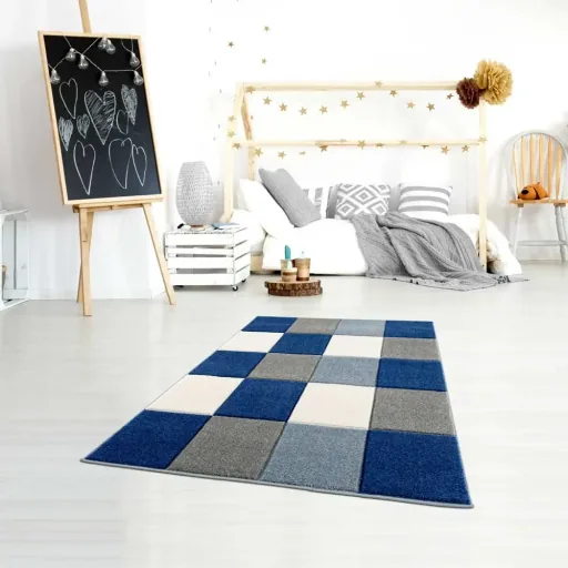 Livone Kinderteppich Patchwork blau, Teppichgrösse: 160 x 230 cm