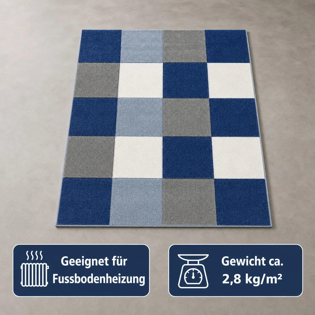 Livone Kinderteppich Patchwork blau, Teppichgrösse: 160 x 230 cm