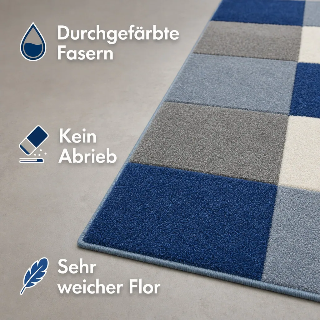 Livone Kinderteppich Patchwork blau, Teppichgrösse: 160 x 230 cm