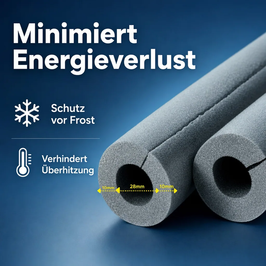 Rohrisolation, Selbstklebend, Schwarz, 28 x 10 mm/16m, Flexibler Schaum