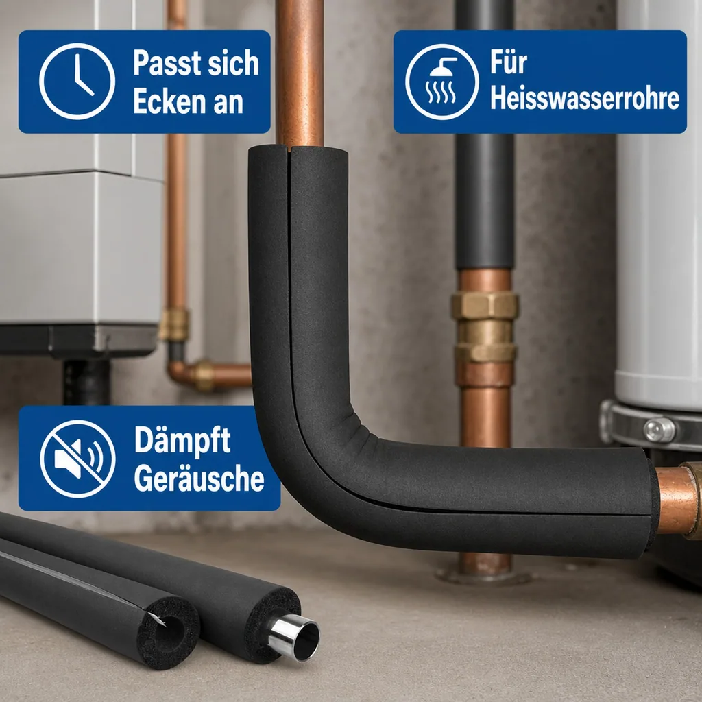Rohrisolierung, Selbstklebend, Flexibler Schaumstoff, Gummi, 2m, 35 x 15 mm