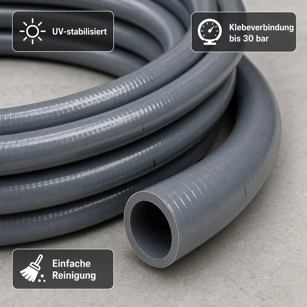 PVC Schlauch 50mm, Flexschlauch, 1m Teichschlauch, flexibel