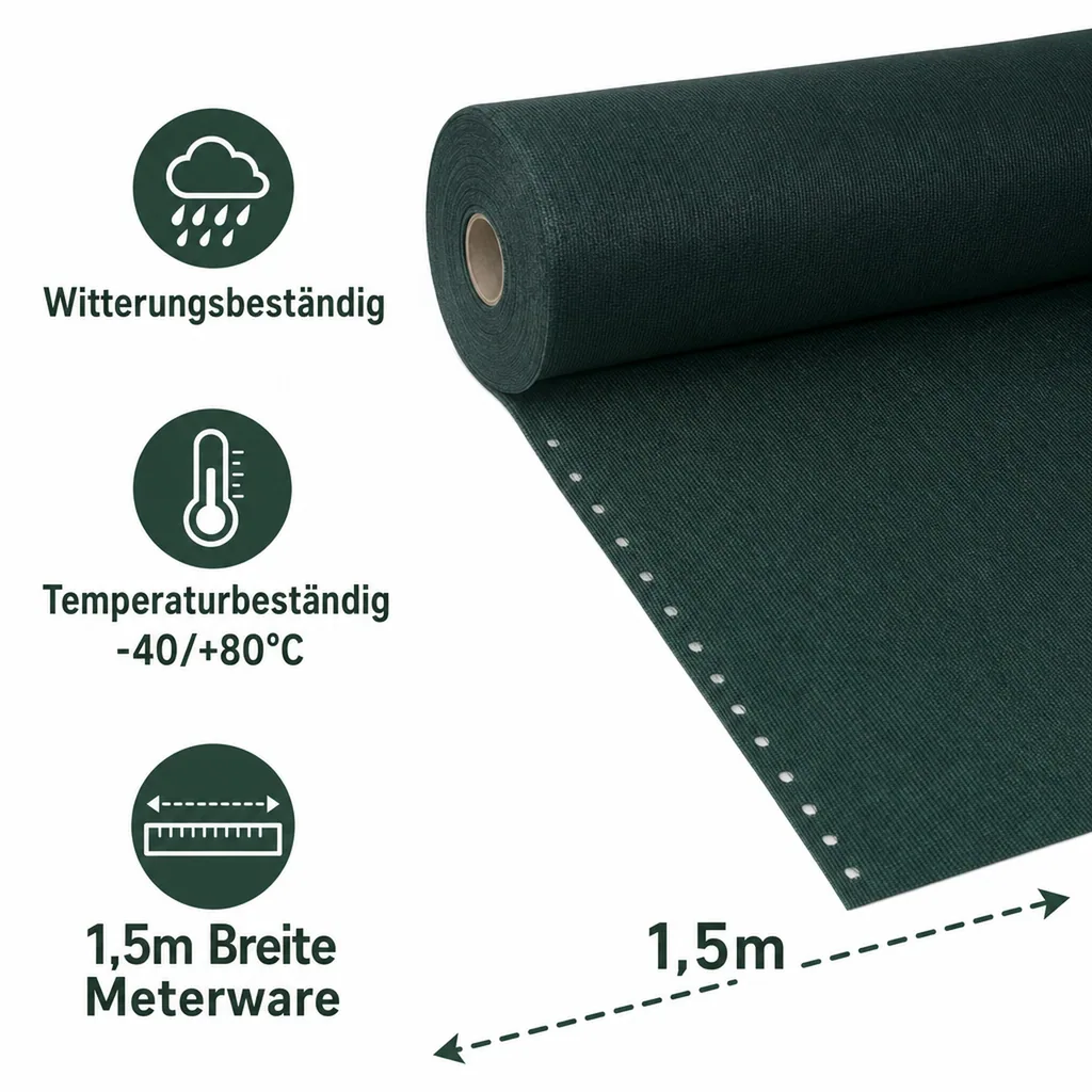 Sichtschutznetz, Windschutznetz, Zaunblende, 1,5m Breite, Meterware