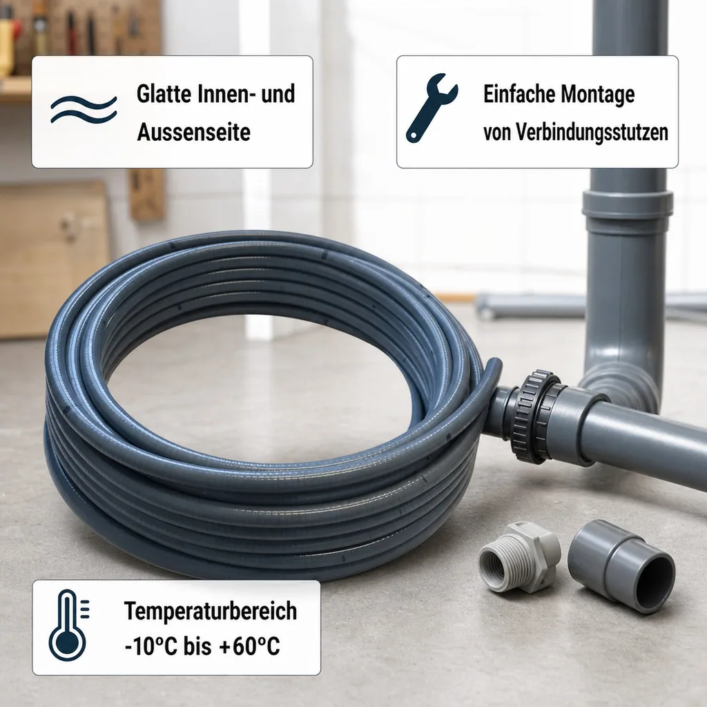 PVC-Flexschlauch, 1 m, 40 mm PVC-Rohr, flexibles PVC-Rohr