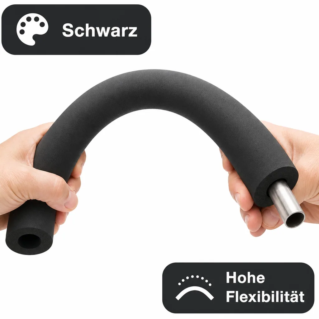 AEROFLEX® SH Rohrisolierung, Rohrisolierung - 2 m, flexibles Isoliermaterial aus geschlossenzelligem Schaumgummi, schwarz - 18 x 10 mm