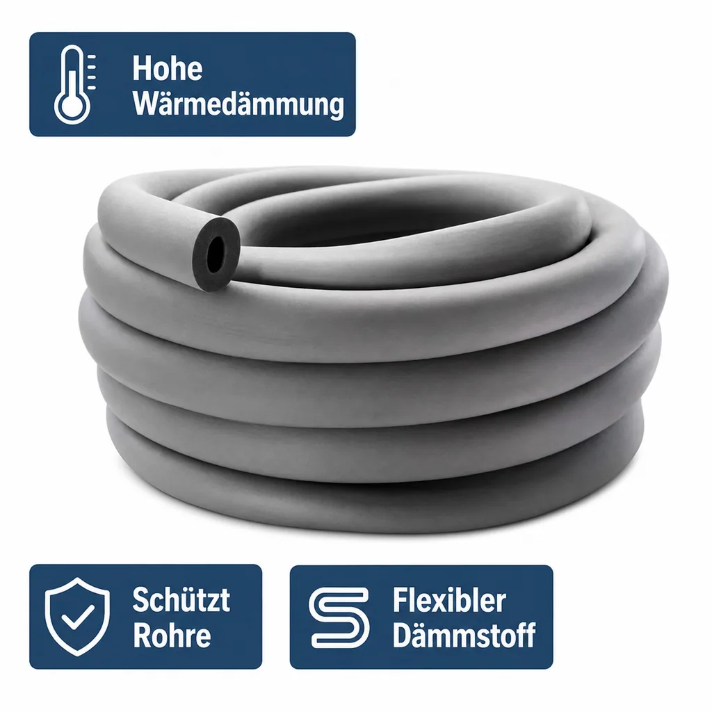 AEROFLEX® SH COIL Pipe Insulation, Pipe Lagging - Continuous, Self-Adhesive, Flexible Insulation Material from Closed-Cell Foam Rubber Base, Black - 15 x 10 mm/30m