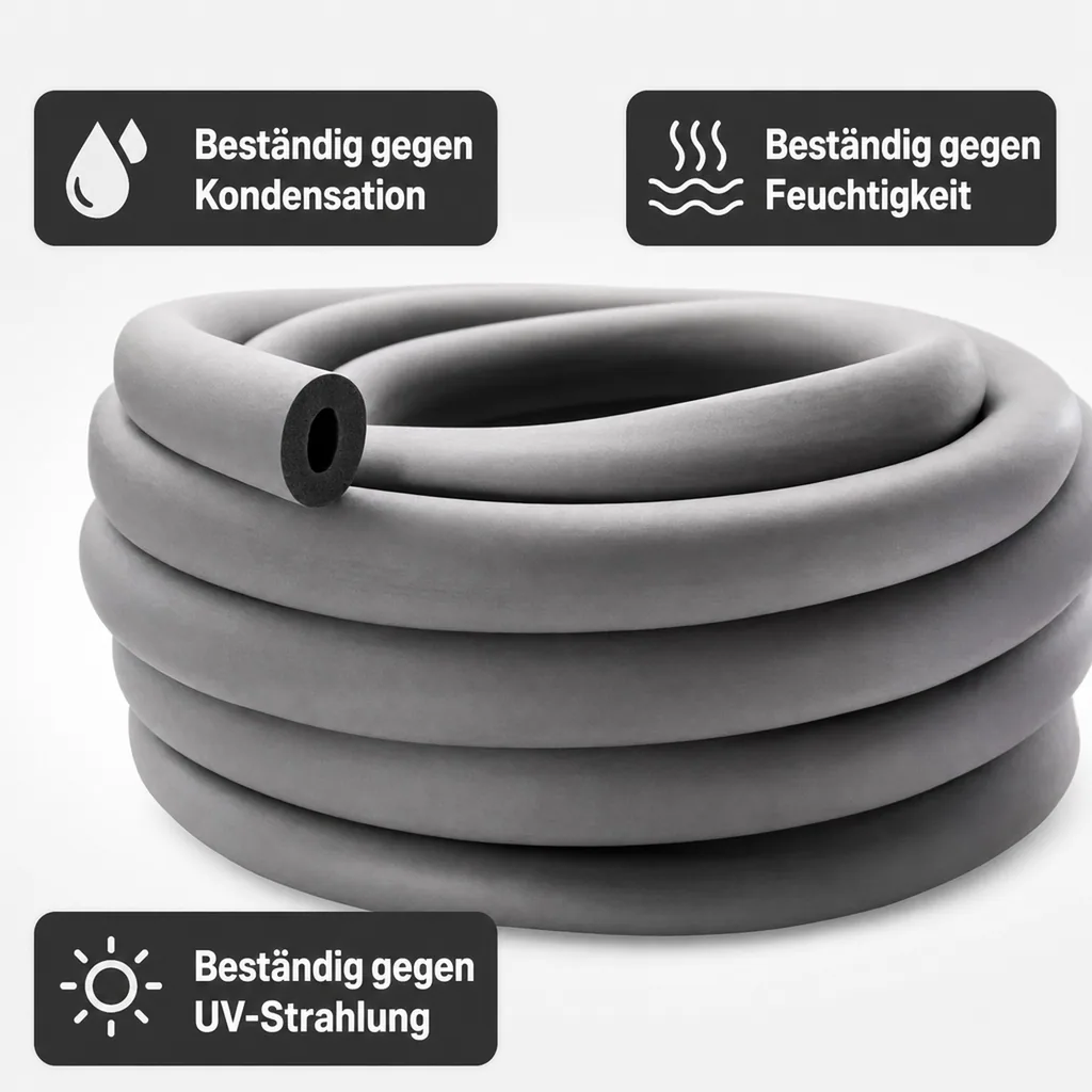 AEROFLEX® SH COIL Pipe Insulation, Pipe Lagging - Continuous, Self-Adhesive, Flexible Insulation Material from Closed-Cell Foam Rubber Base, Black - 15 x 10 mm/30m