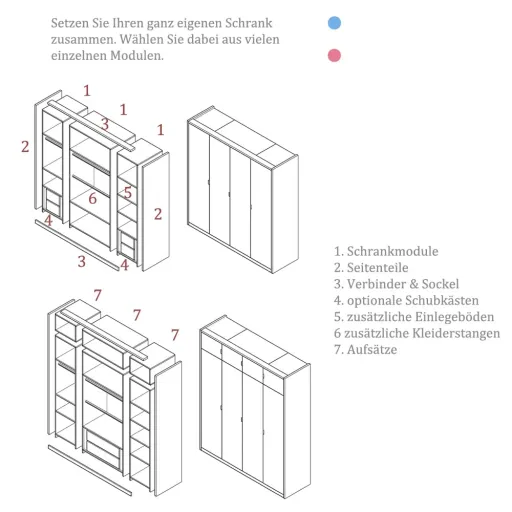 Muba Bespoke System Eckschrankmodul 2-türig