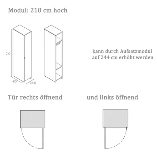 Muba Bespoke System Schrankmodul 1-türig