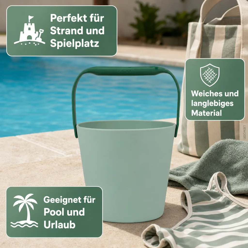 Liewood Silikon Eimer Kinder - Moira, Farbe: Peppermint / Garden green