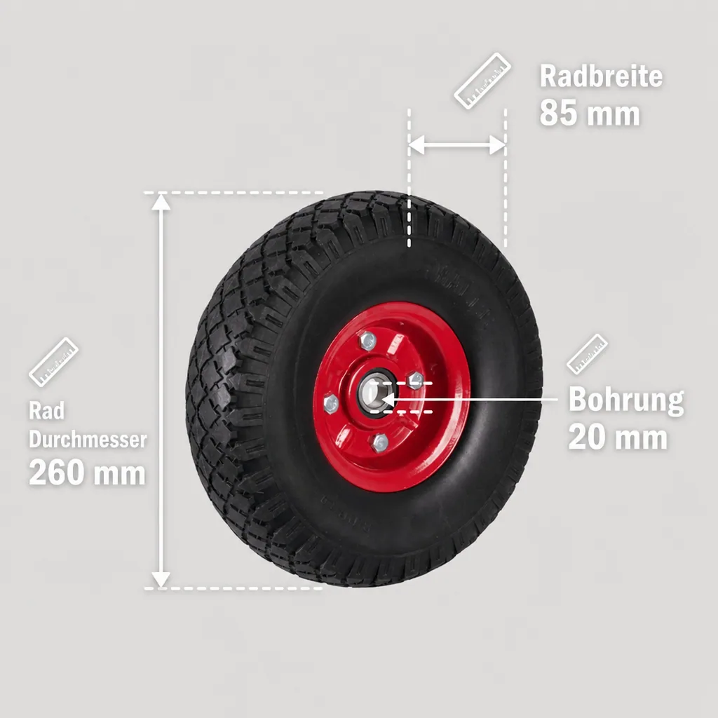 PU Rad 260x85, Transportkarren Rad, pannensicheres Rad, 150 kg Traglast