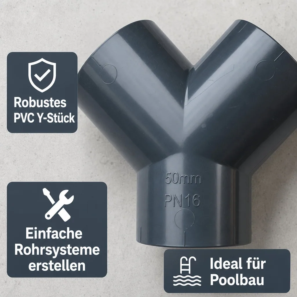 PVC Fitting 50mm, PVC Y Stück, PN16, Hart PVC Fitting