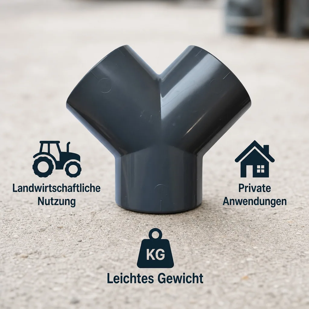 PVC Fitting 50mm, PVC Y Stück, PN16, Hart PVC Fitting
