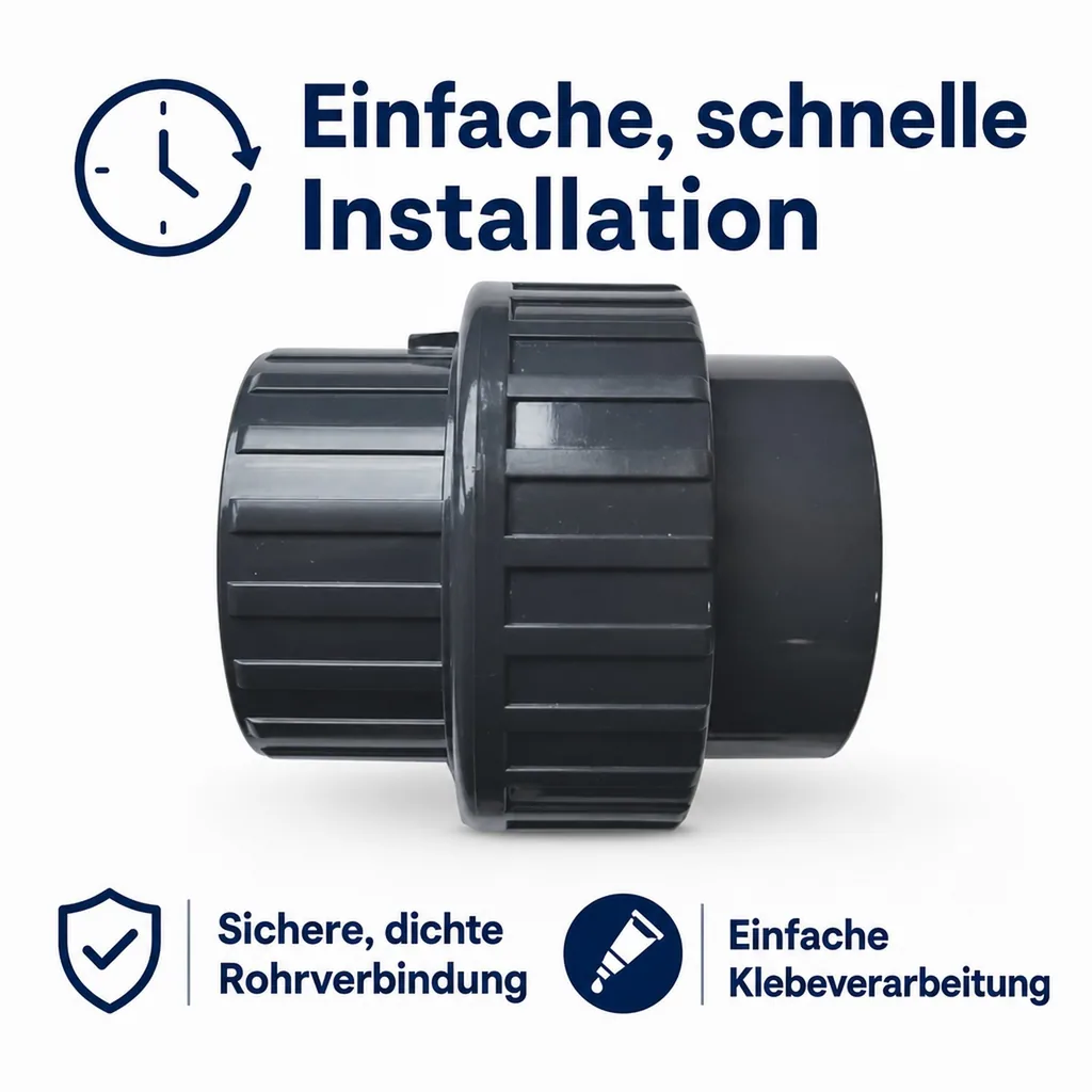 PVC-U Verschraubung Klebemuffe x Klebemuffe 32 mm