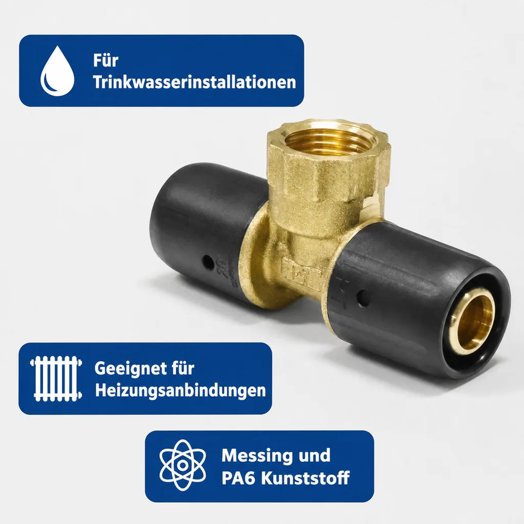 16mm Fitting, T-Stück, 1/2" IG, Steckverbinder