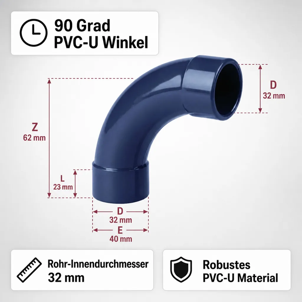 PVC Winkel 90 Grad 32mm, PVC U Bogen, PVC RohrSysteme