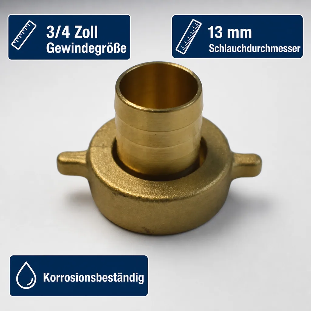 2/3 Schlauchverschraubung Messing 3/4" IG - 13 mm