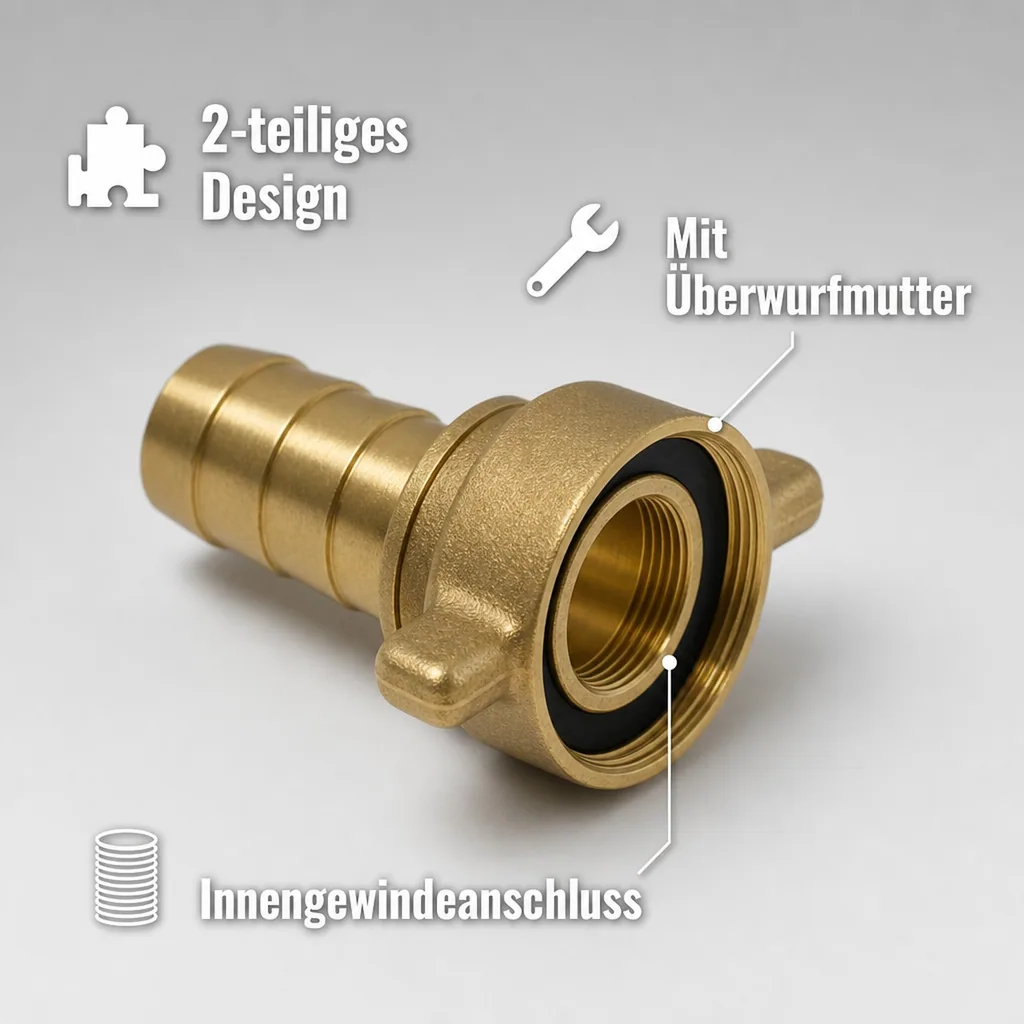2/3 Schlauchverschraubung Messing 3/4" IG - 13 mm