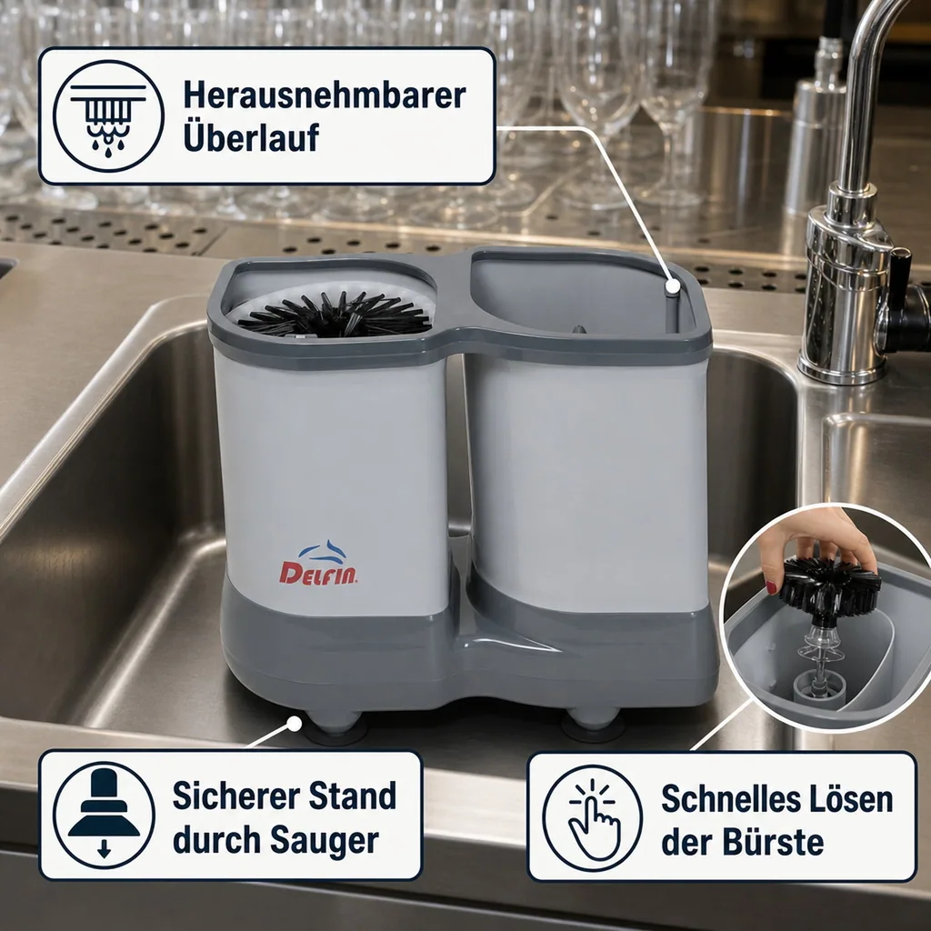 Gläserspüler, Gläserspülgerät - Delfin TS 1100, 2-Topf, Klein