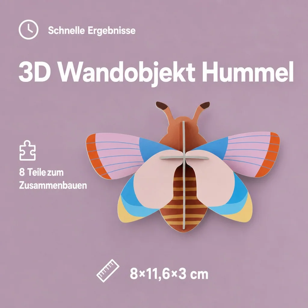 Studio ROOF Ornament, Bastel-Set, 3D Wandobjekt - Hummel