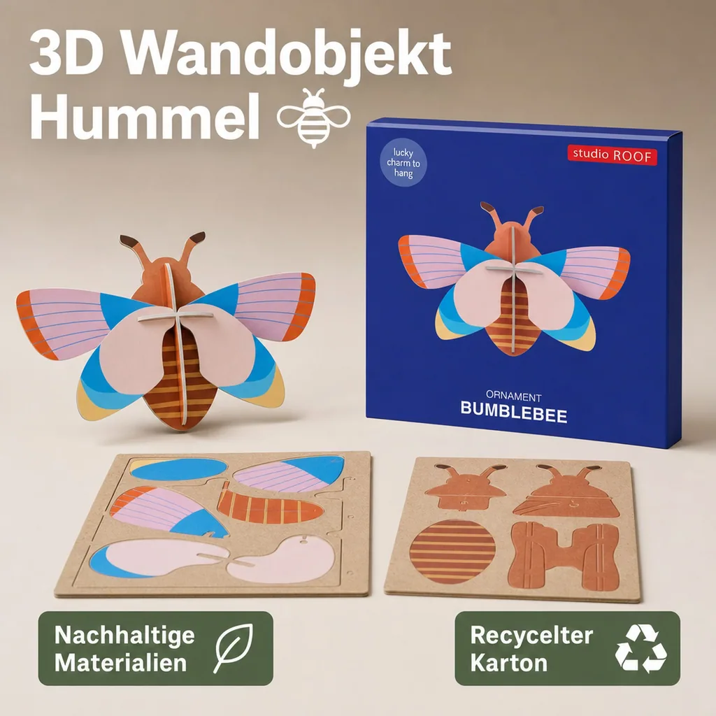 Studio ROOF Ornament, Bastel-Set, 3D Wandobjekt - Hummel