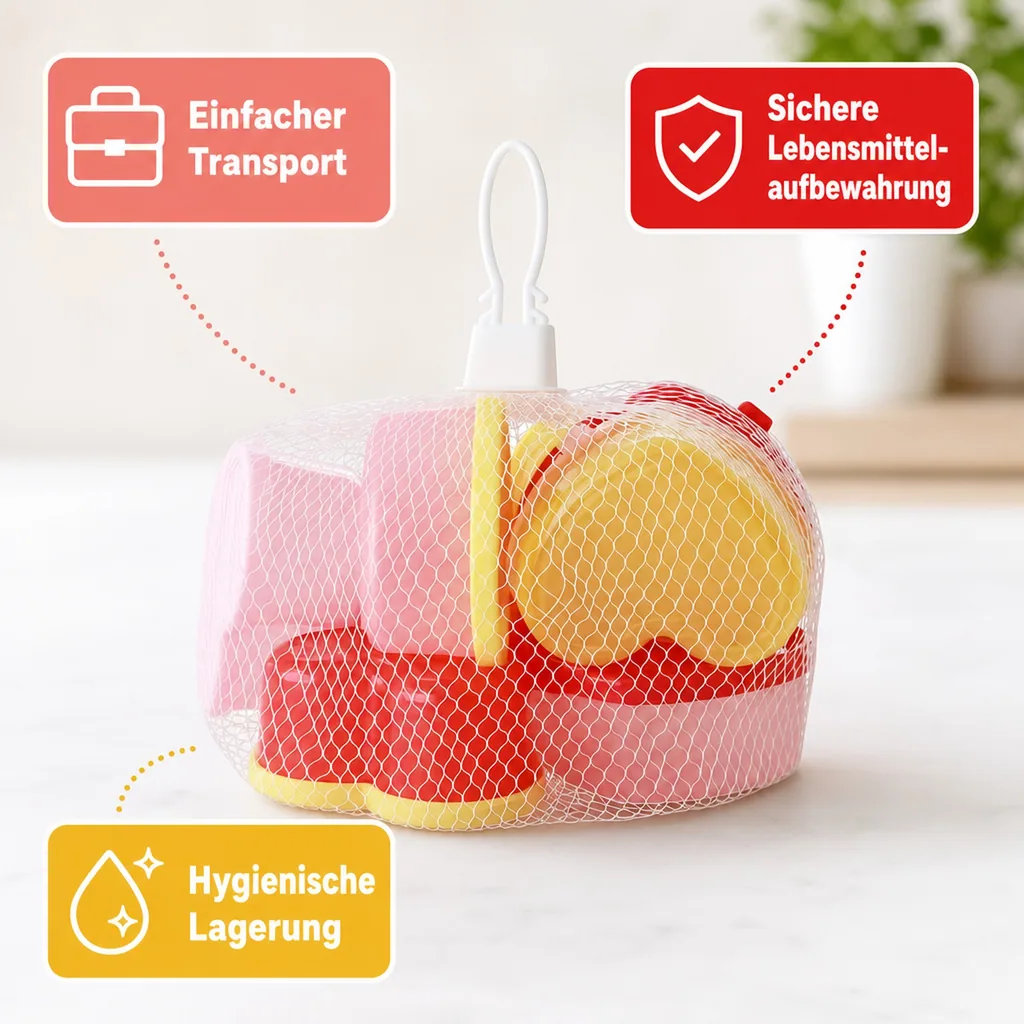 RICE Lebensmittel box - Herzform, 8 Stück in einem Netz, Kunststoff