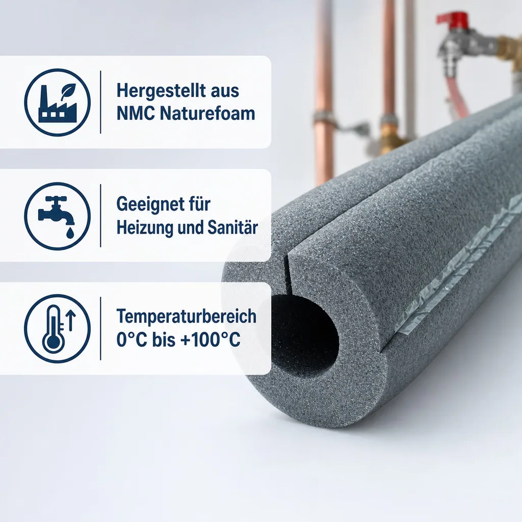 Rohrisolierung, 22mm, selbstklebend, 1m Isolierschlauch Ø 22 mm x 13 mm