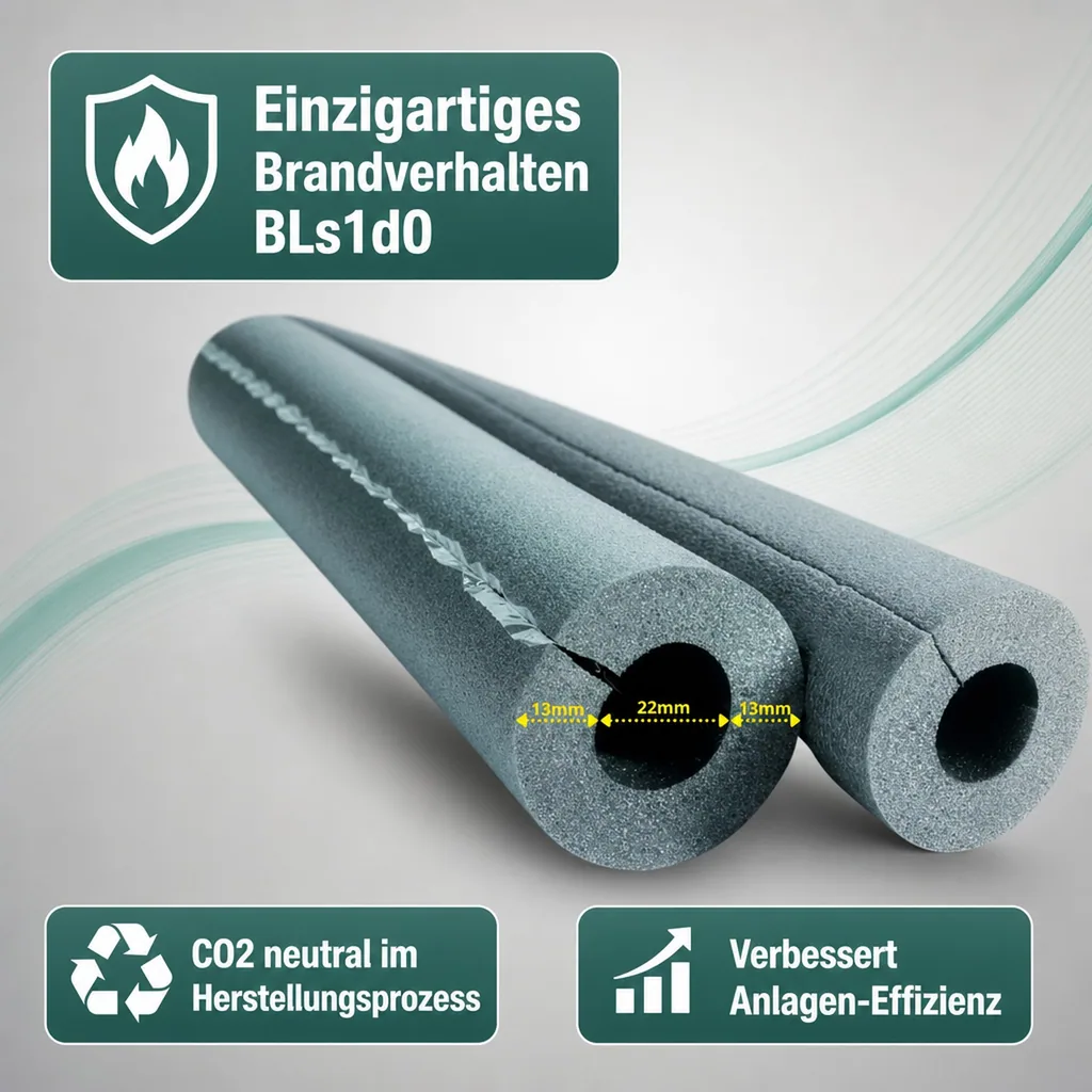 Rohrisolierung, 22mm, selbstklebend, 1m Isolierschlauch Ø 22 mm x 13 mm
