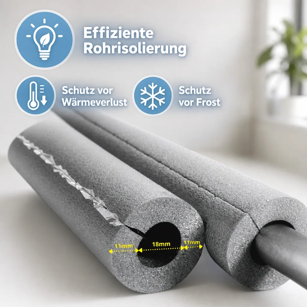 Rohrisolierung Kautschuk selbstklebend, 18mm, 2m, GEG 50% Dämmung