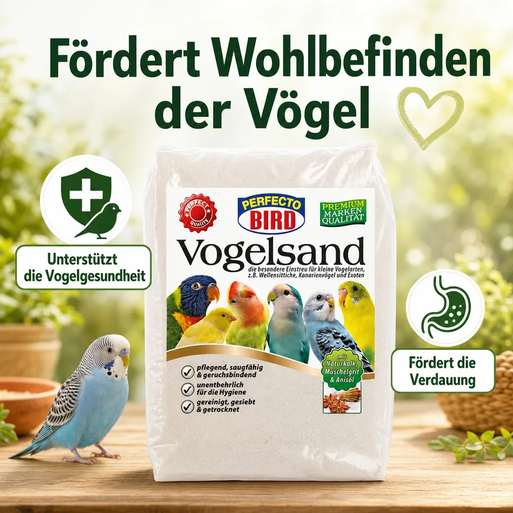 Vogelsand, Natur Vogelsand 2,5 kg, für Vogelkäfig Hygiene