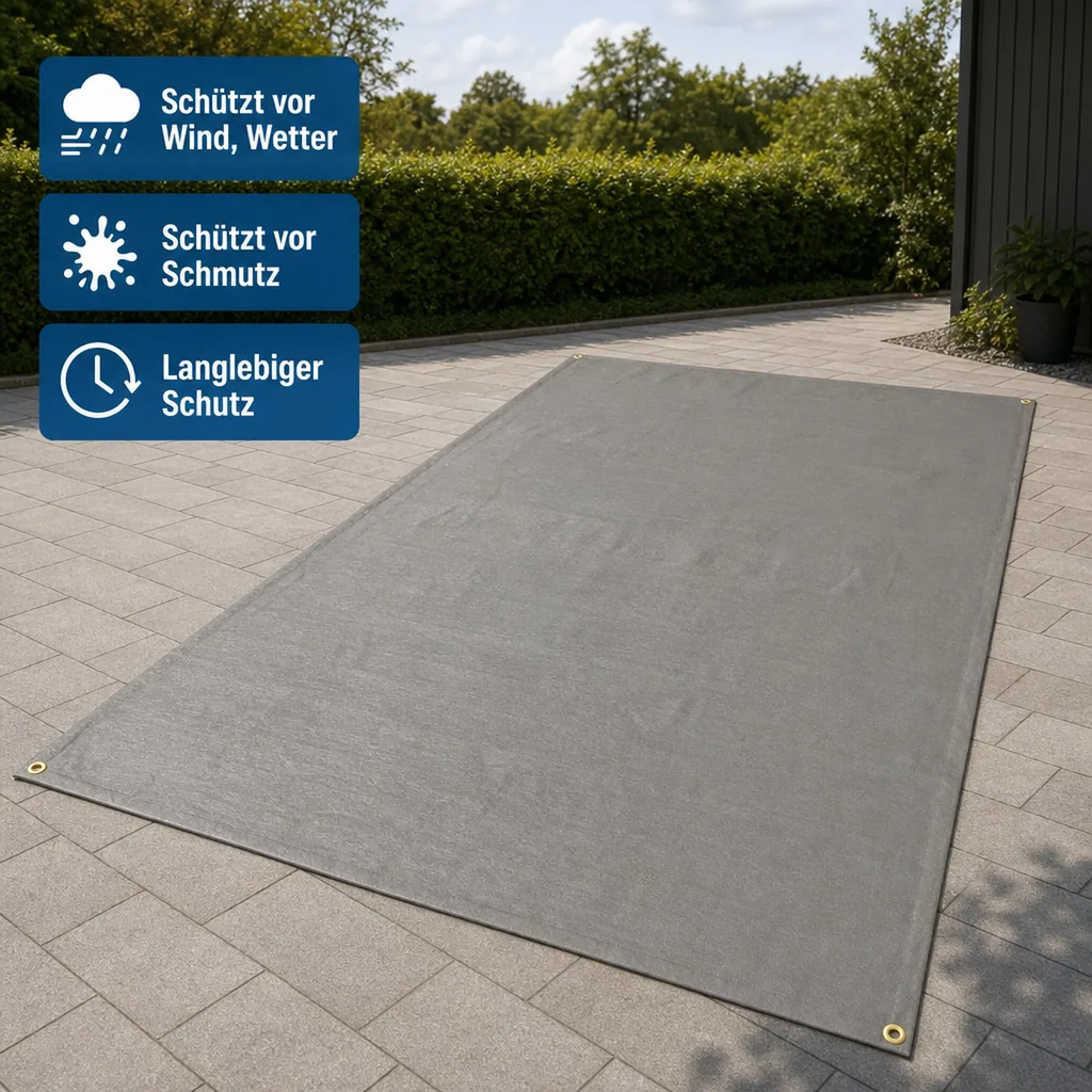 Abdeckplane 280 g/m², 5x8 (40m²), grau, wasserdicht, reißfest, UV-stabil