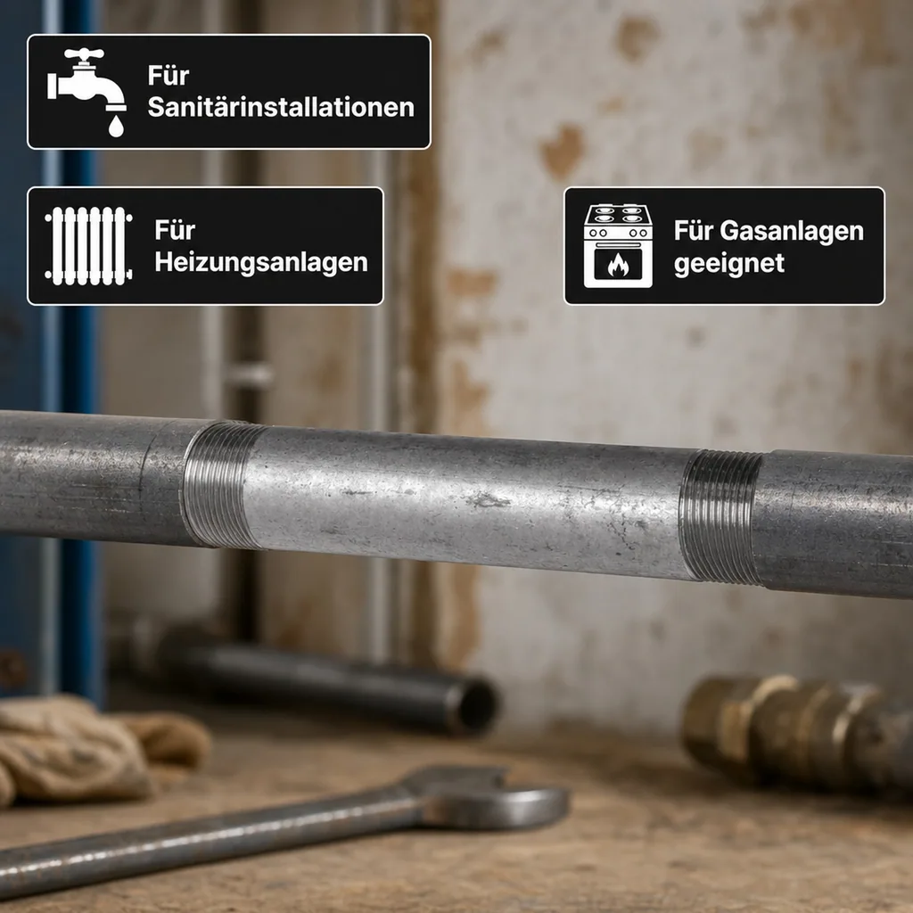 Rohrnippel verzinkt, Gewindefitting, 3/8 Zoll, 200mm