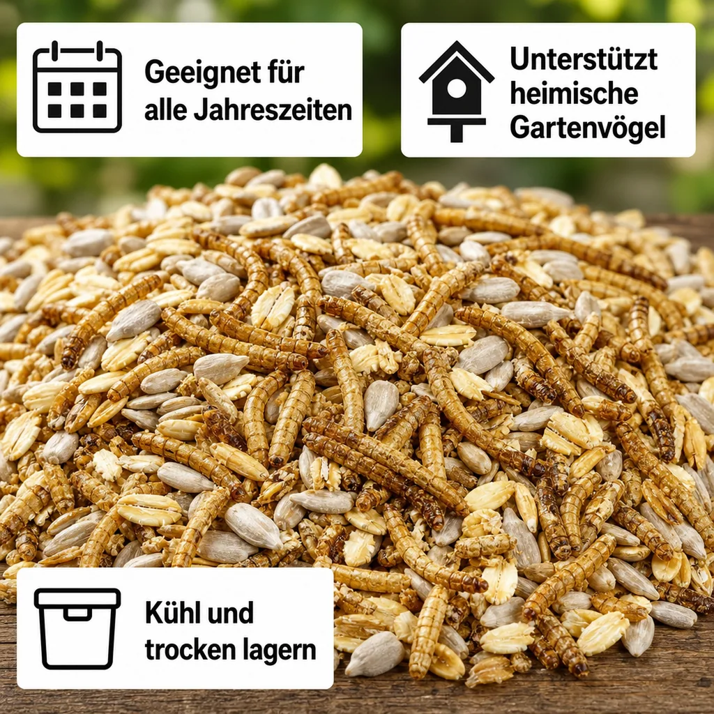 20 kg Deluxe Vogelfutter mit Mehlwürmern schalenlos für Wildvögel