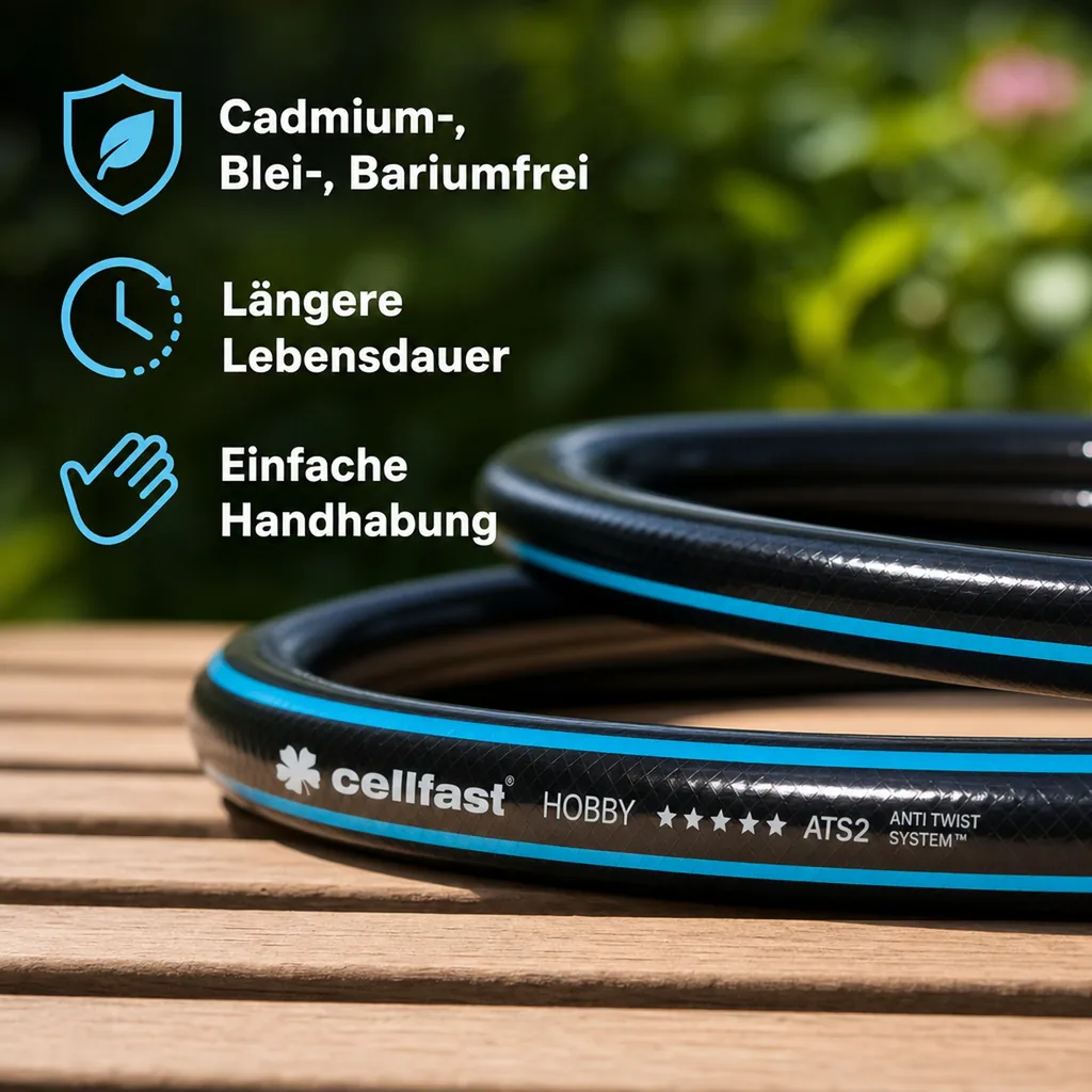 Gartenschlauch 1/2 Zoll 50m, Premium, Flexibel und Lebensmittelgeeignet