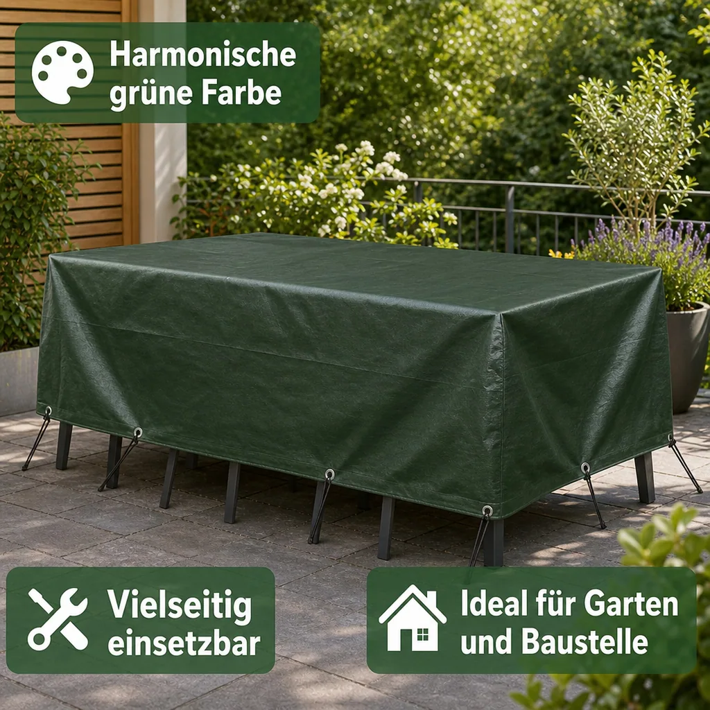 Abdeckplane 210g/m², 1,5 x 10m grün (15m²), wasserdicht, Gewebeplane