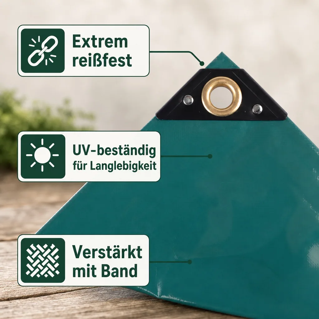 PVC Plane, Abdeckplane 6x8m (48m²), grün 650g, wasserdicht, reißfest
