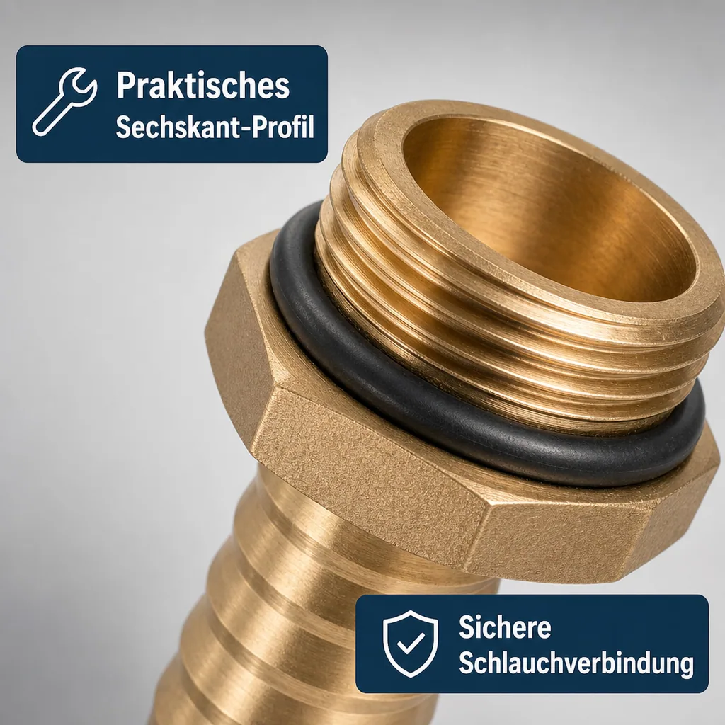 Messing Schlauchtülle mit O-Ring  1" AG x 25 mm Tülle