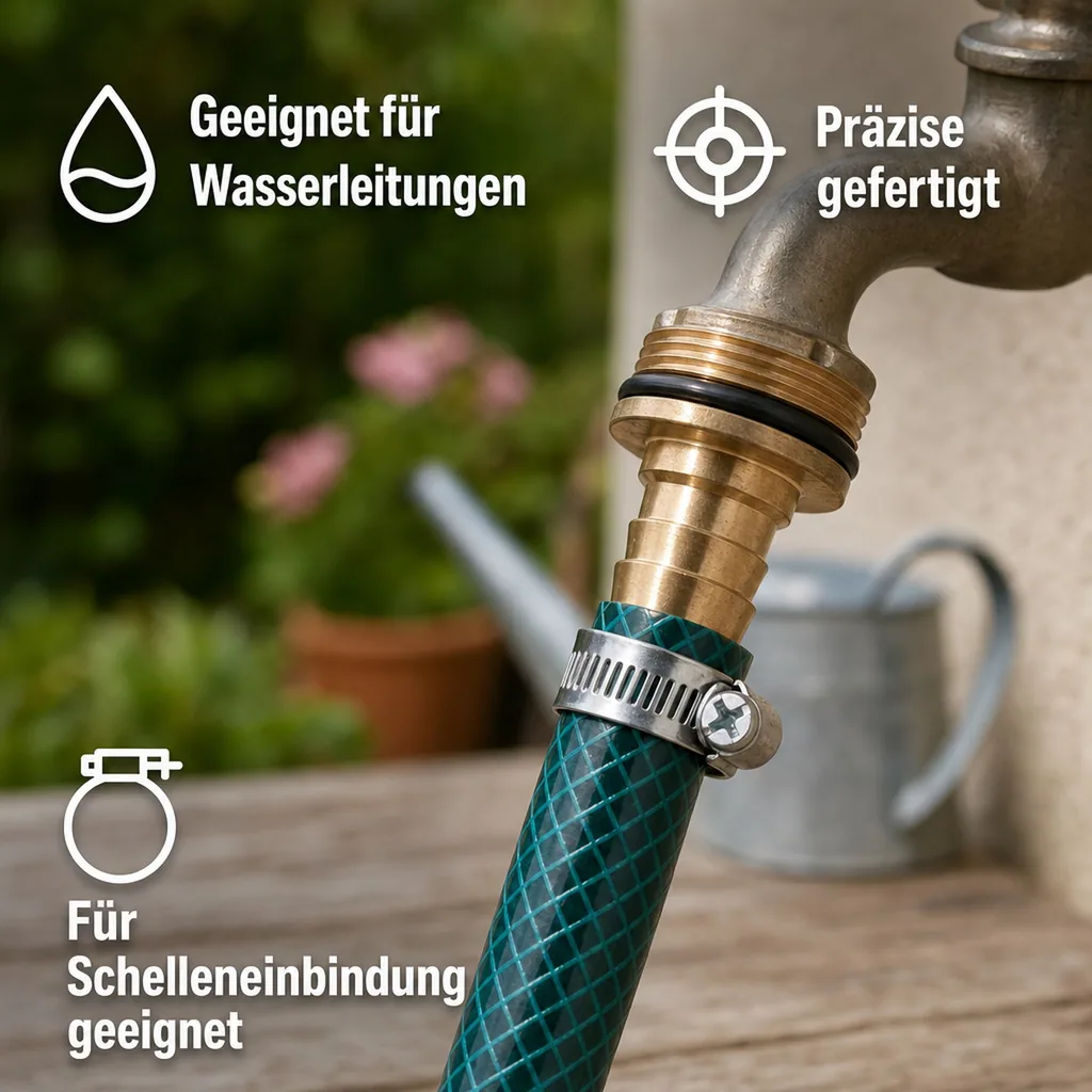 Messing Schlauchtülle mit O-Ring  1" AG x 25 mm Tülle
