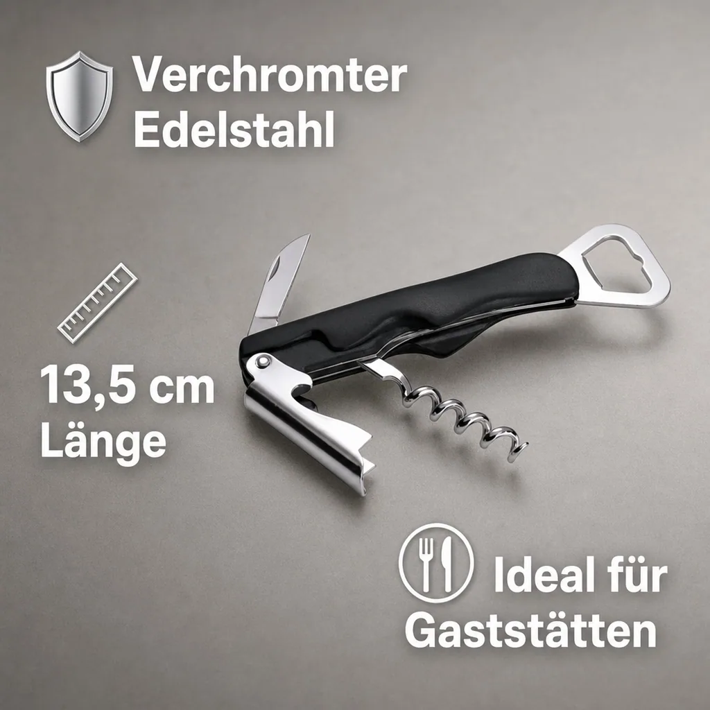 Kellnermesser, Sommeliermesser, verchromt, 13,5 cm