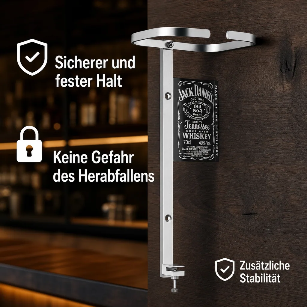 JACK DANIEL'S Flaschenhalter, Flaschen Wandhalterung, Wandhalter für 3 Liter Flasch